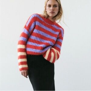Zara Red/Blue/White Sweater Size Medium